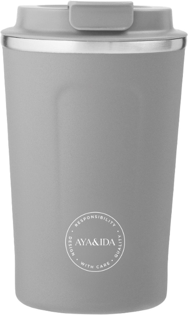 Aya ida aya ida - cup2go - Thermobecher - Kaffeebecher - Coffee to go - Reisebecher - Mitnehmen - 380ml - Hellgrau