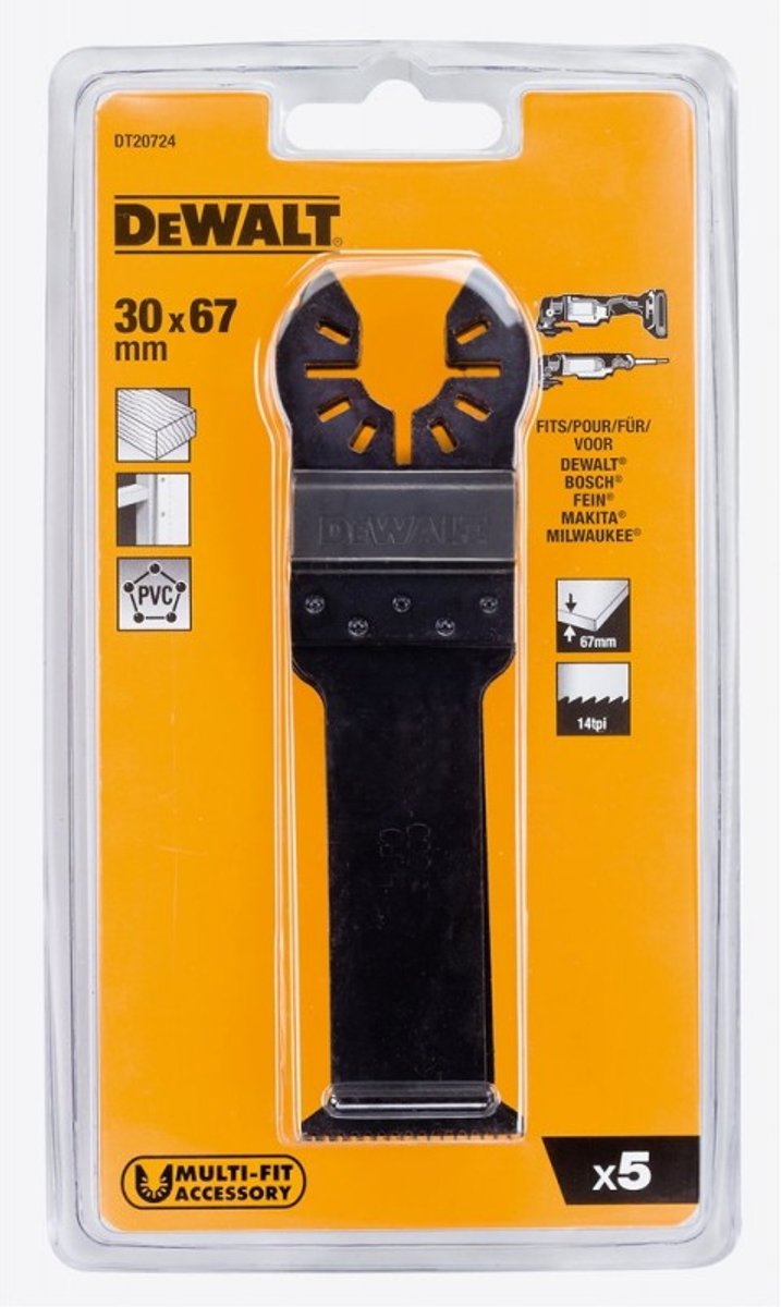 Dewalt DT20724 Multitool-Sägeblatt HCS für Hartholz 31x67mm VE=5