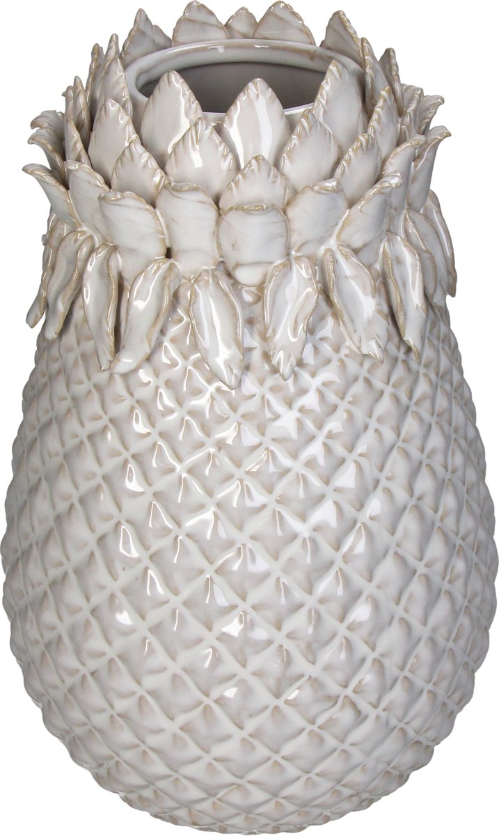 HD Collection Vase aus Steingut, weiß, 19 x 19 x 29,5 cm
