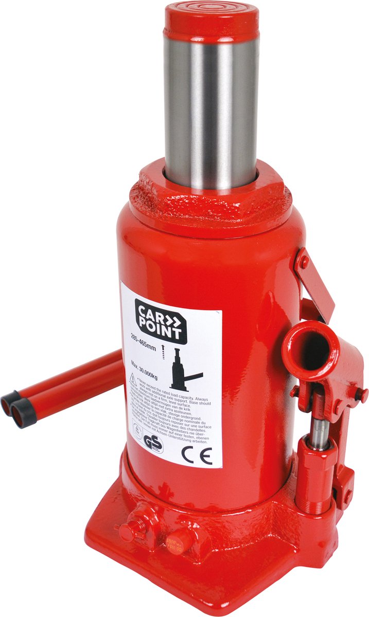 Carpoint hydraulischer Flaschenheber 30 Tonnen – 285–465 mm – Überdruckventil – Schwerlast – für Auto, Wohnwagenanhänger