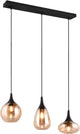 Trio Lumina - Hängelampe - Schwarz matt - exkl. 3x e14 40w - Braunglas