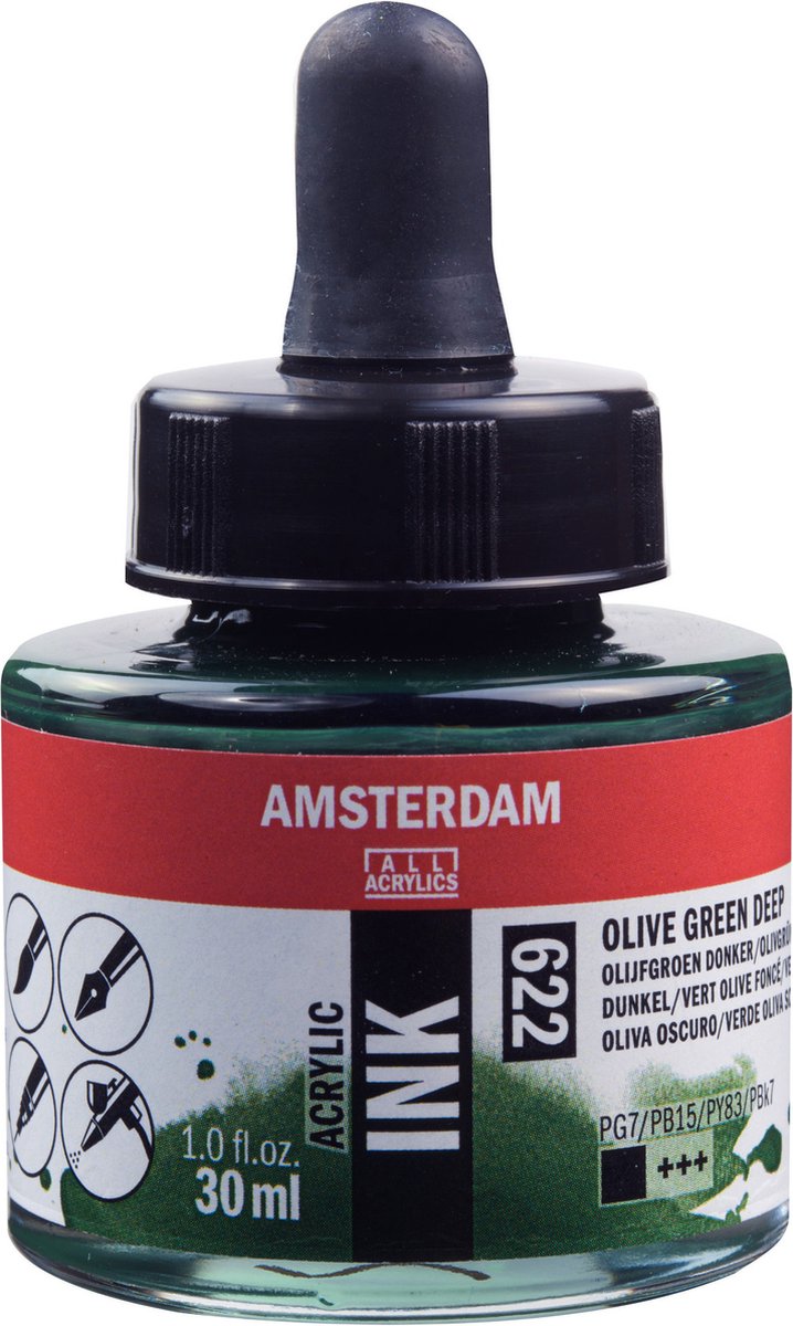 Amsterdam Acryltinte Flasche 30 ml Olivgrün dunkel 622
