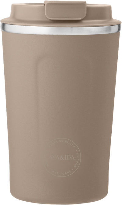 Aya ida aya ida - cup2go - Thermosbecher - Kaffeetasse - Coffee to go - Reisebecher - zum Mitnehmen - 380ml - Staubbraun