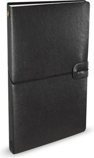 Peter Pauper Notizbuch – Voyager – Ledereinband – schwarz – mit Kordelzugverschluss – 12 x 20 cm