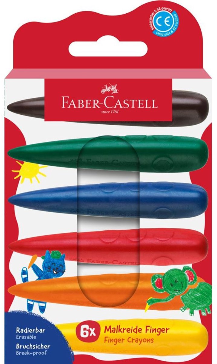Faber-Castell Wachsmalstift – Finger – 6 Stück auf Kartonblister – FC-120409