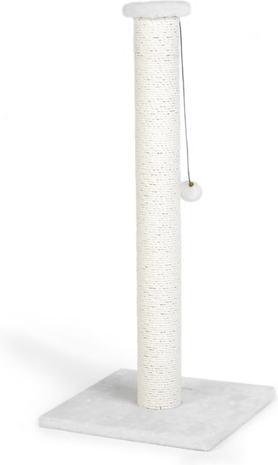 Beeztees Serpa XL Katzenkratzbaum – hoher Kratzbaum – mit Seil – mit Ball – weiß – 40 x 40 x 90 cm
