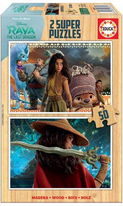 Educa Puzzle Raya und der Drache – 2 x 50 Teile aus Holz