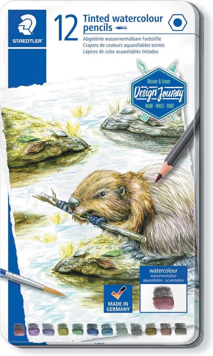 Staedtler Aquarellstift, Metallbox mit 12 Farben