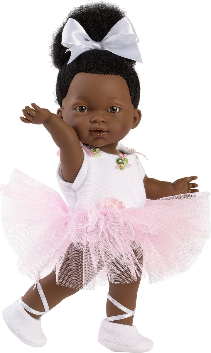 Llorens dunkle Puppe Zoe Ballett mit weißer Schleife 28 cm