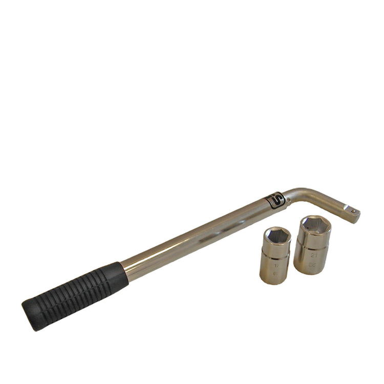 Teleskopischer Radschlüssel für Wohnwagen, Wohnmobil und Auto, 17 x 19 mm und 21 x 23 mm