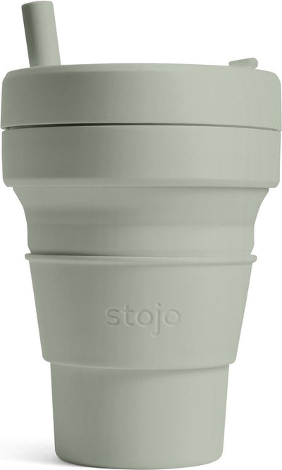 Stojo - Biggie Cup - Kaffee-Tee-Tasse - 470 ml - wiederverwendbar - faltbar - Salbei