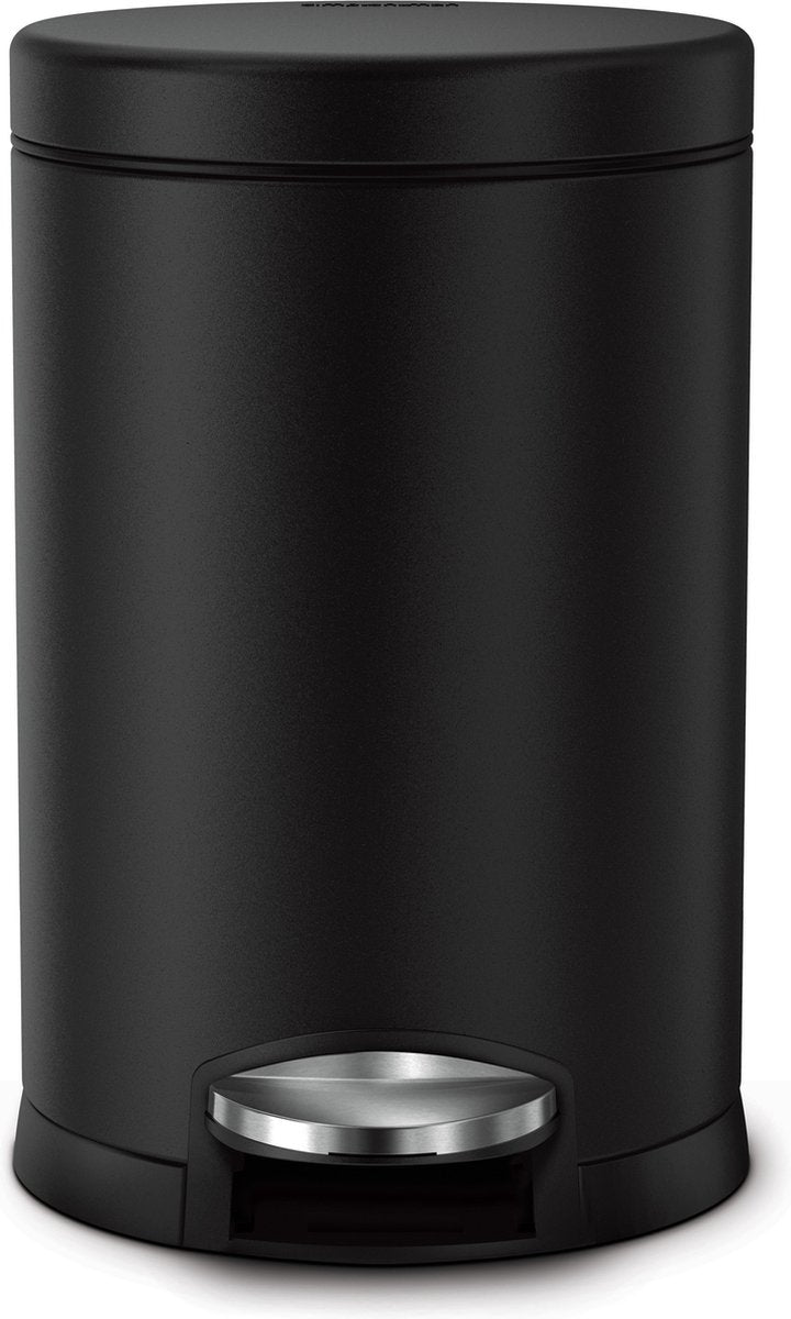 Simplehuman Abfallbehälter rund 4,5 l - Schwarz - Edelstahl