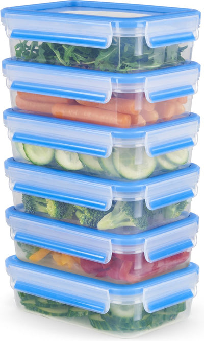 Tefal Masterseal Fresh N1031951 Mealprep-Lebensmittel-Aufbewahrungsbox-Set – 6 x 0,8 l – 100 % auslaufsicher – geeignet für Meal Prep – stapelbar