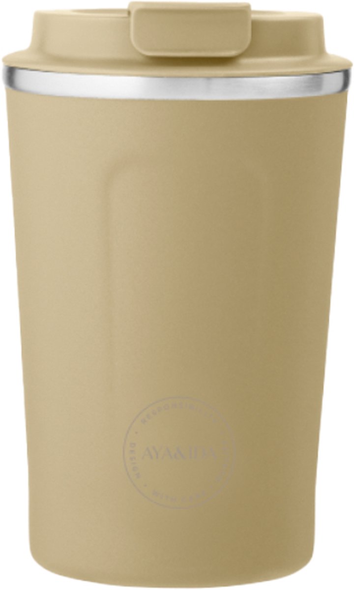 Aya ida aya ida - cup2go - Thermobecher - Kaffeebecher - Coffee to go - Reisebecher - zum Mitnehmen - 380ml - staubiges Gelb