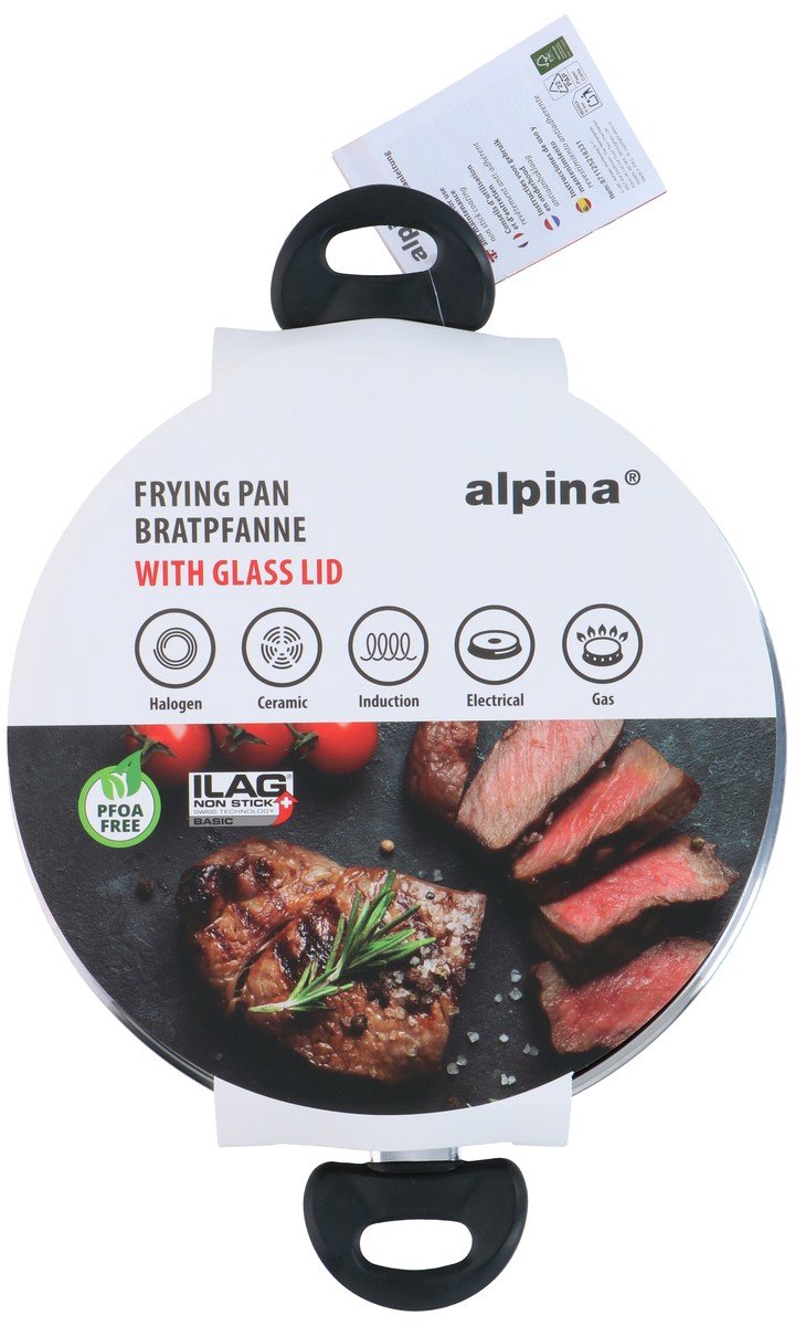 Alpina Bratpfanne – ø28 cm – mit Glasdeckel – Antihaftbeschichtung – alle Wärmequellen – Aluminiumglas
