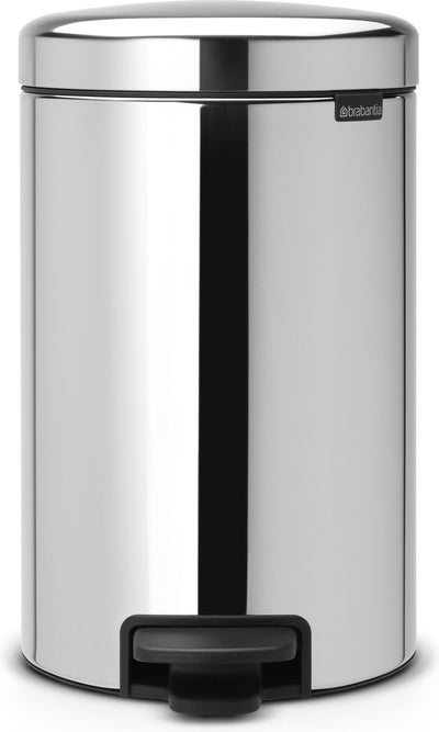 Brabantia Newicon Abfallbehälter – 12 Liter – glänzender Stahl – mit Metall-Inneneimer