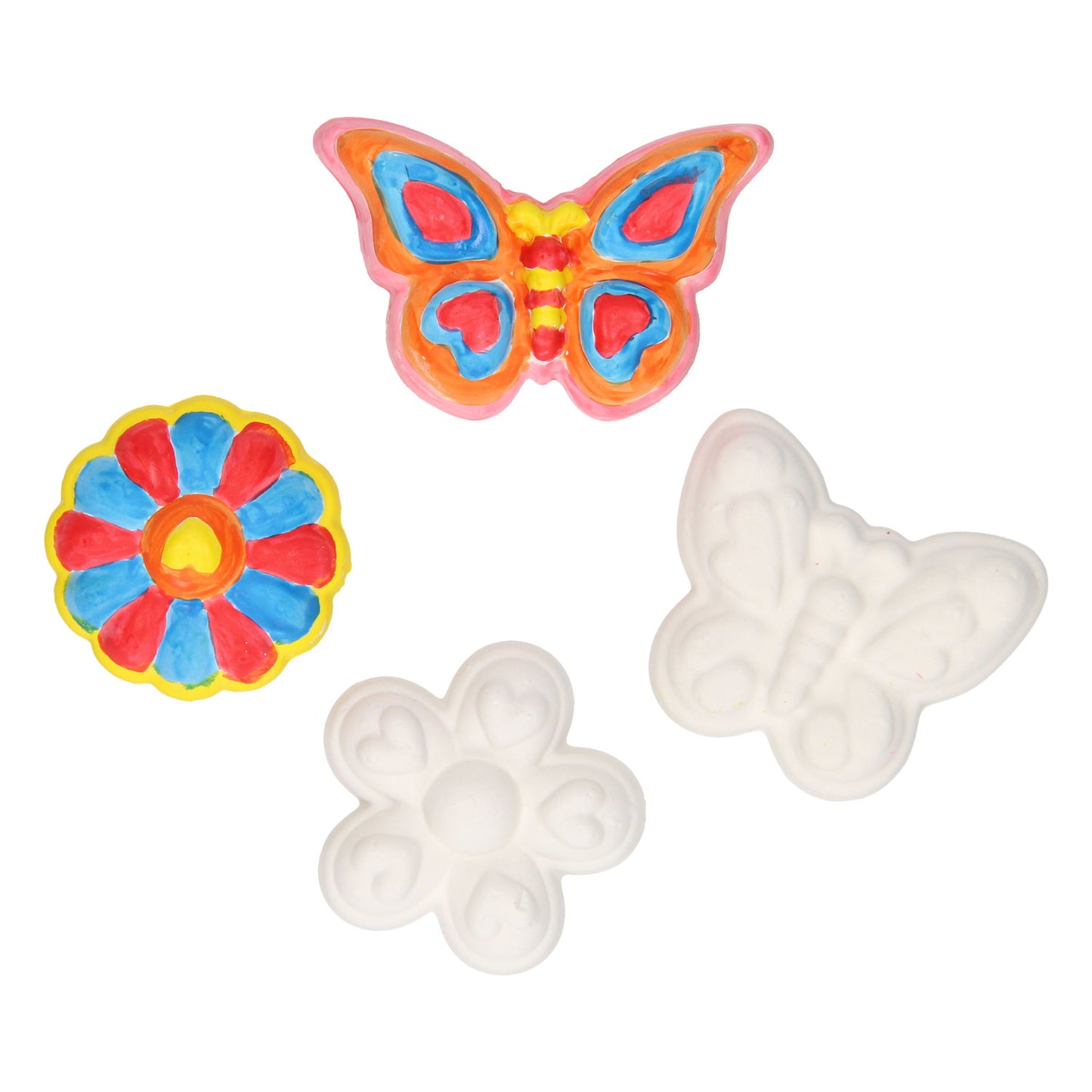 Gipsabdruck-Magnete - Schmetterlinge und Blumen