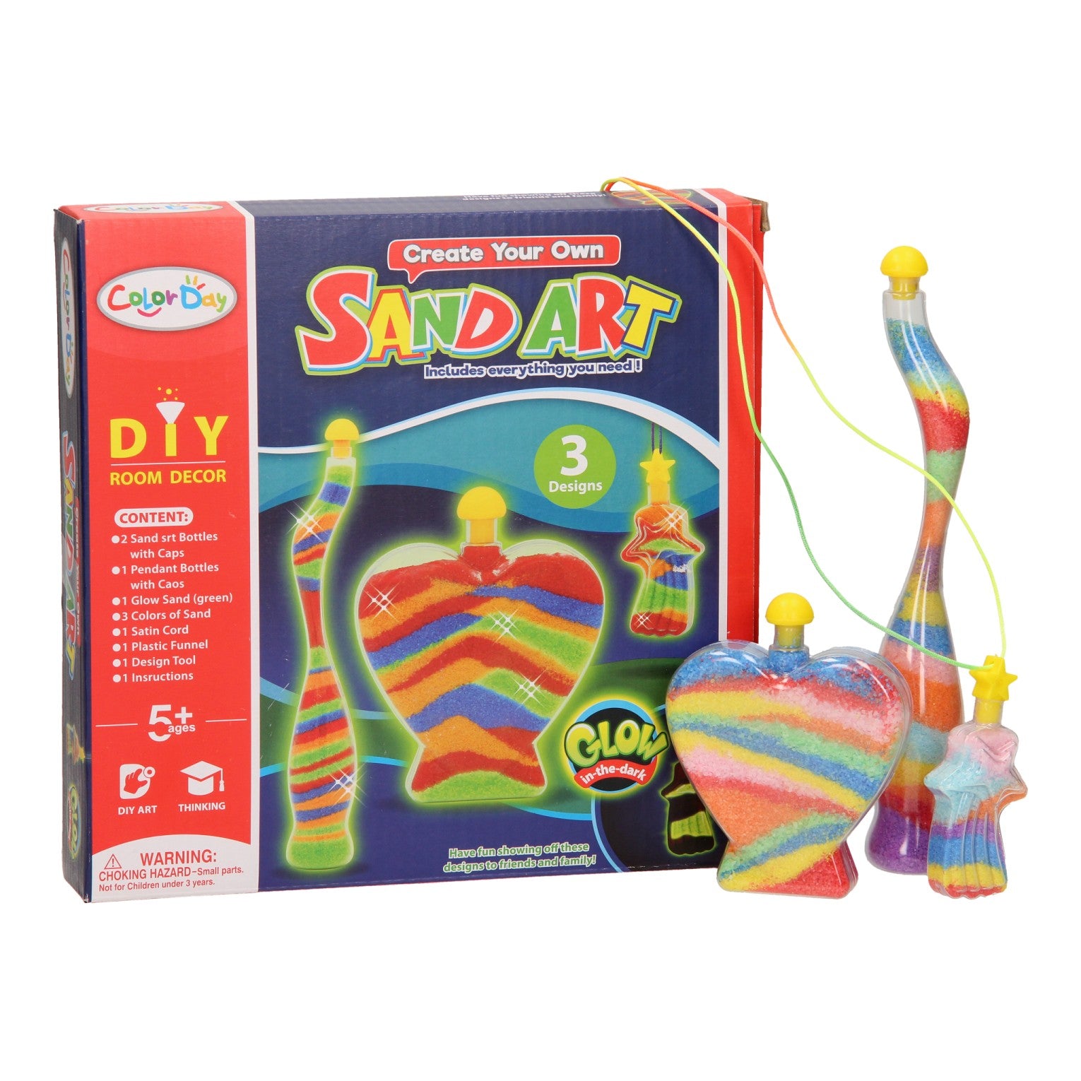 Sandkunst leuchtet im Dunkeln