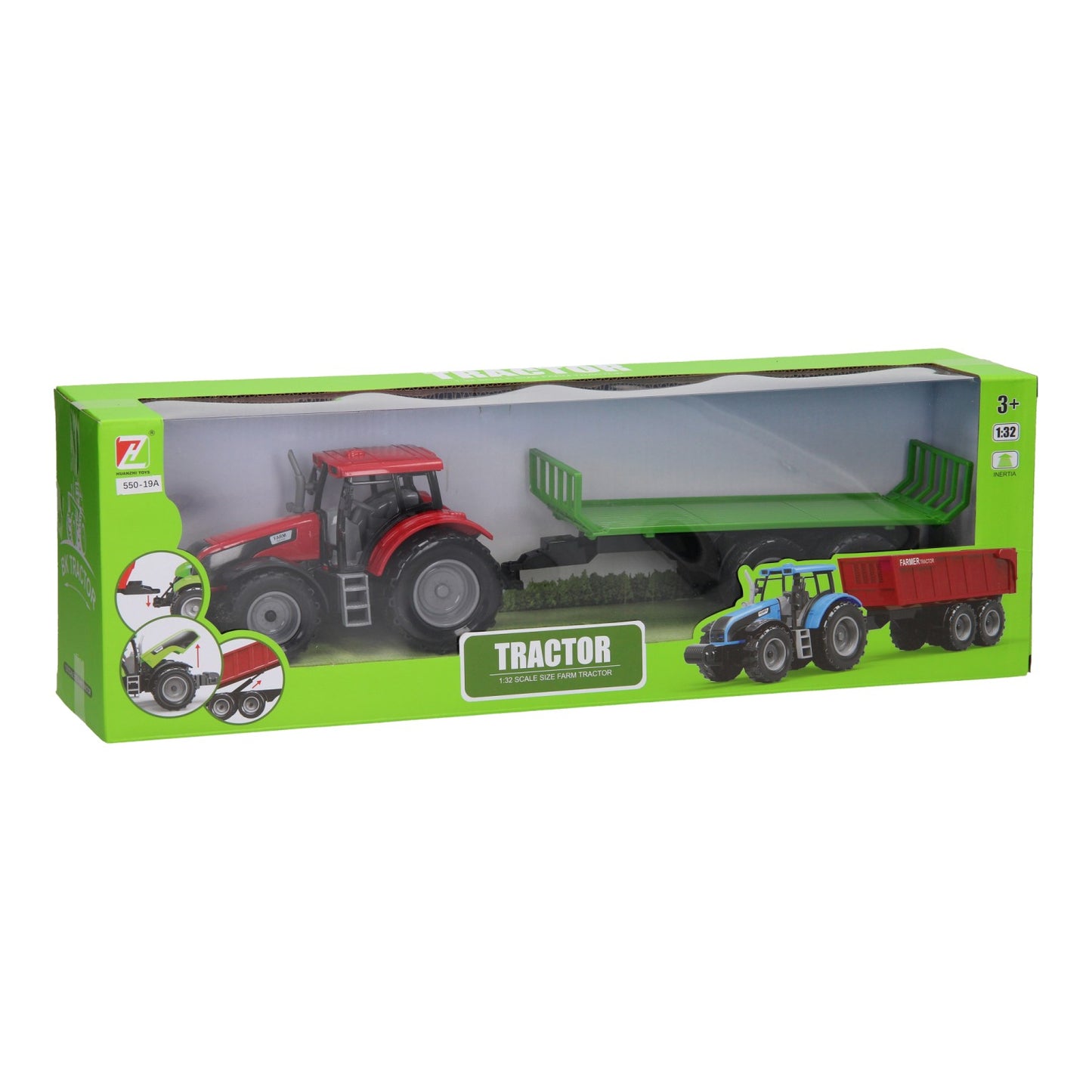 Traktor mit Flachwagen 1:32