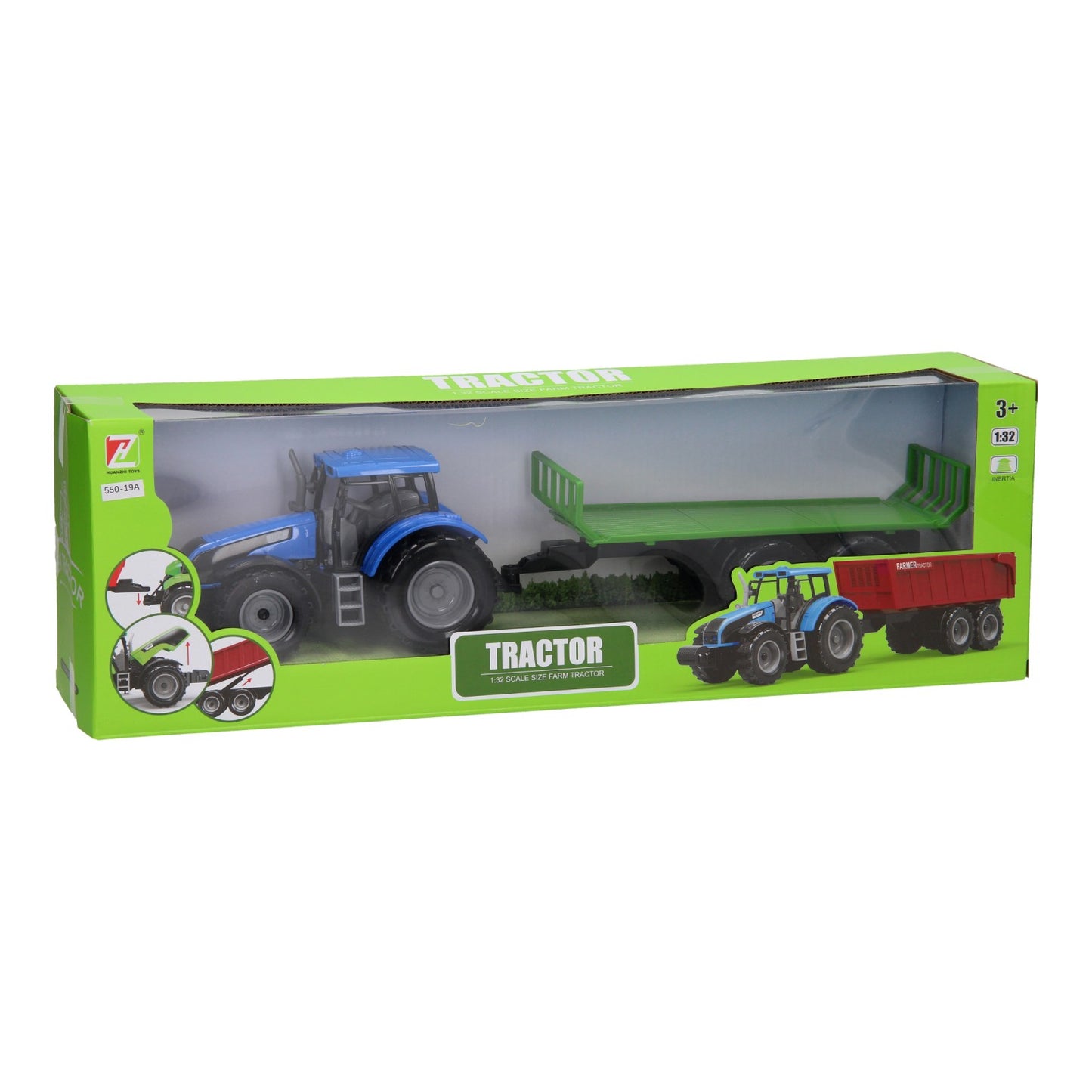 Traktor mit Flachwagen 1:32