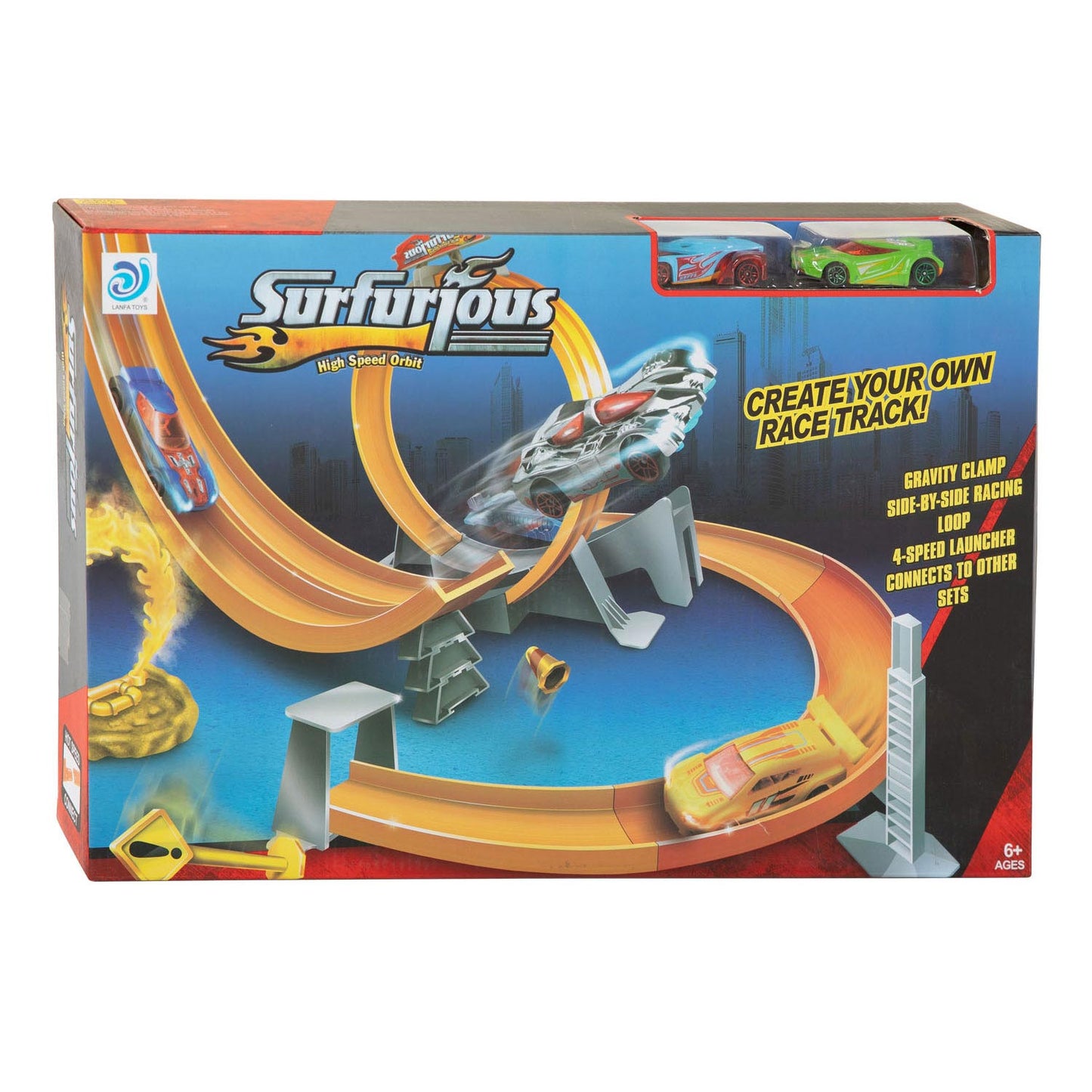 Rennstrecke bergab mit Looping