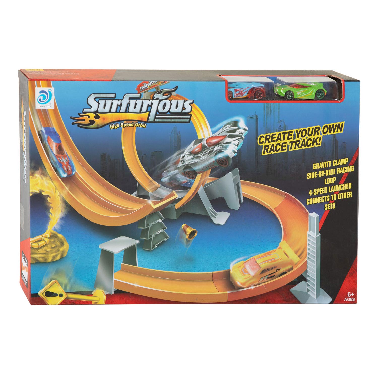 Rennstrecke bergab mit Looping