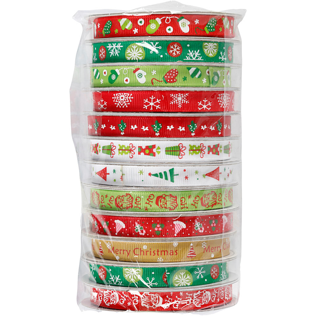 Weihnachtsband, B: 10 mm, 12x3 m 1 Box