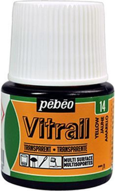 Pébéo Glasfarbe – transparent glänzend – Vitrail transparent – 14 gelb – 45 ml