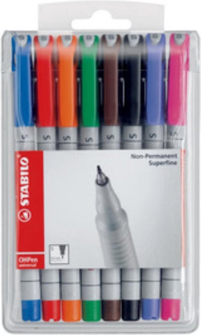 Stabilo ohpen – löschbarer Marker – Universalspitze 0,4 mm – Etui mit 8 Farben