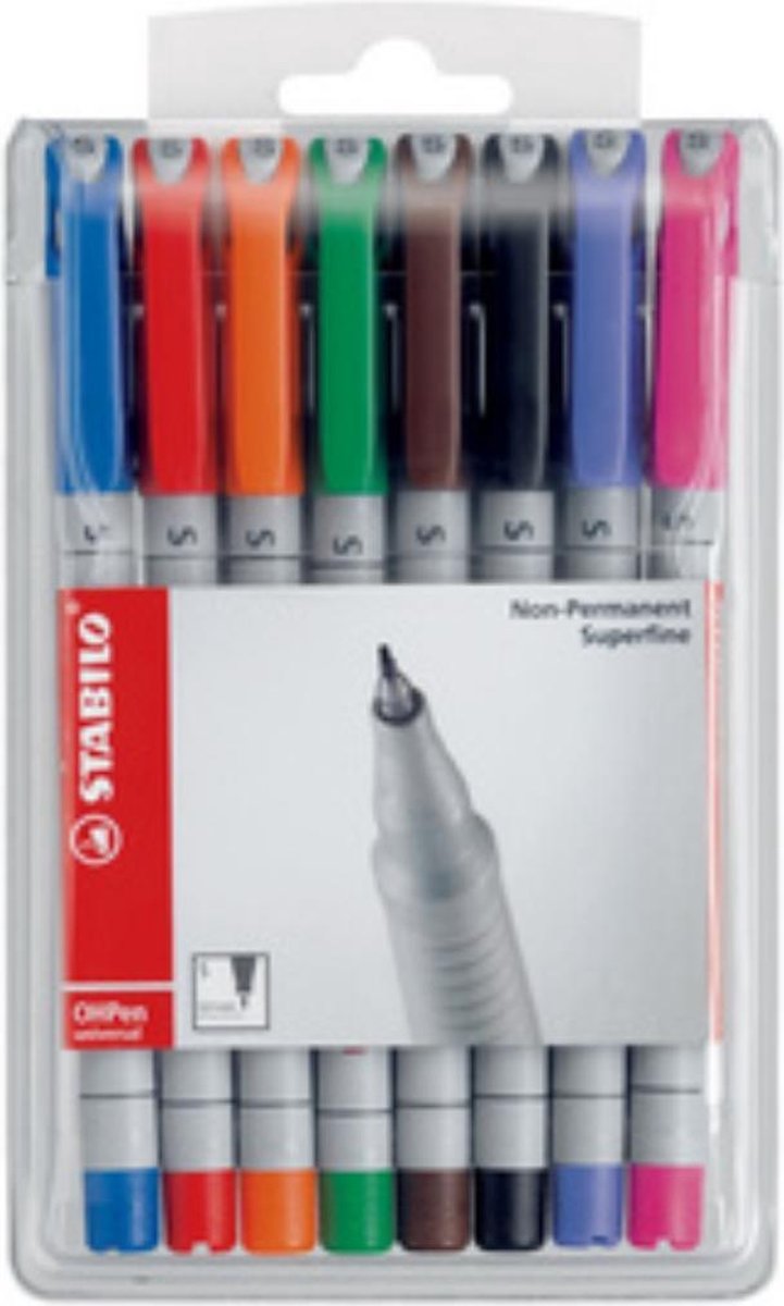 Stabilo ohpen – löschbarer Marker – Universalspitze 0,4 mm – Etui mit 8 Farben