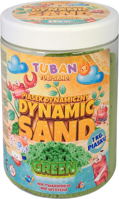 Tuban – dynamischer Sand – grün 1 kg, Schmucksand für Kinder, 3 Jahre, grün