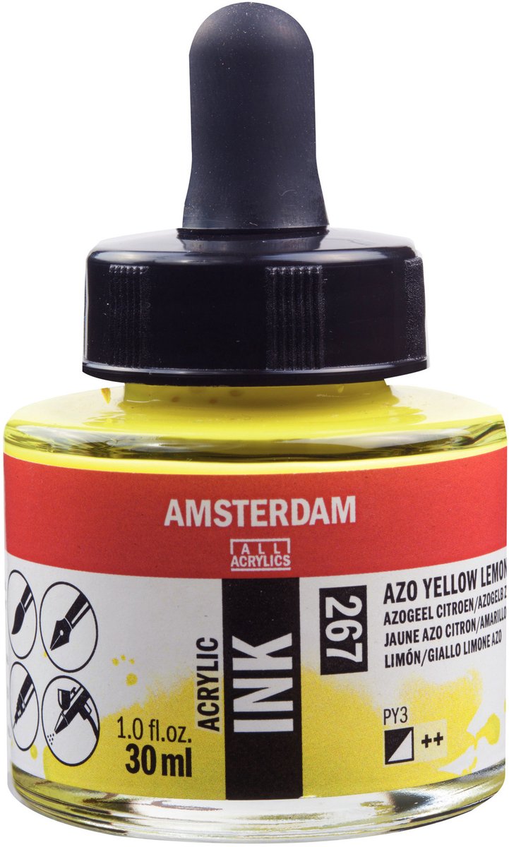 Amsterdam Acryltinte Flasche 30 ml Azogelb Zitrone 267