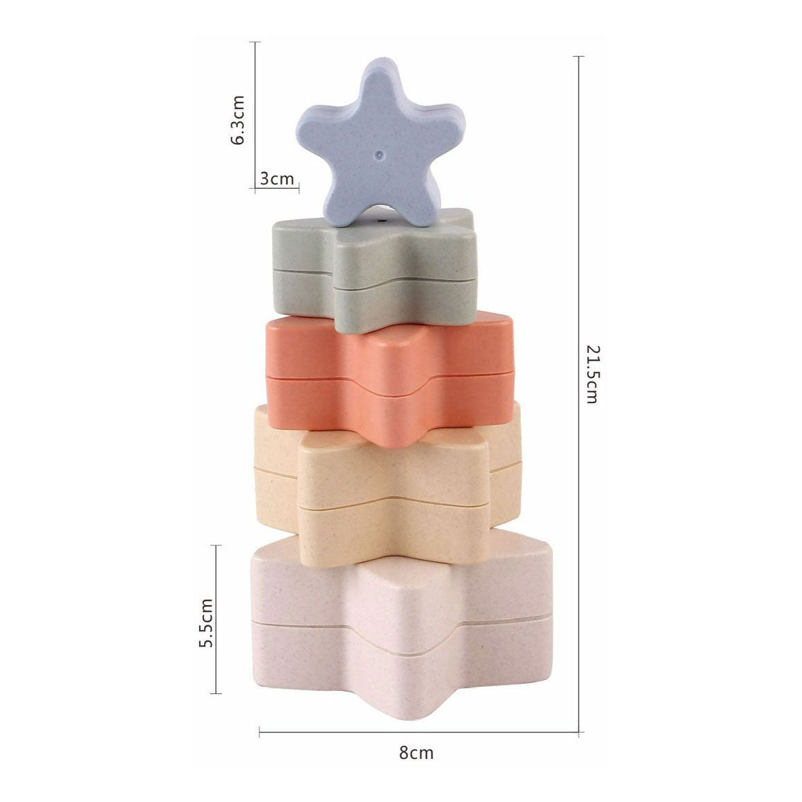 Stapelstars Pastell, 5st.