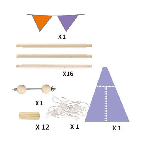 Luxus -Tipi -Zeltblau mit Lichtern, 128 cm