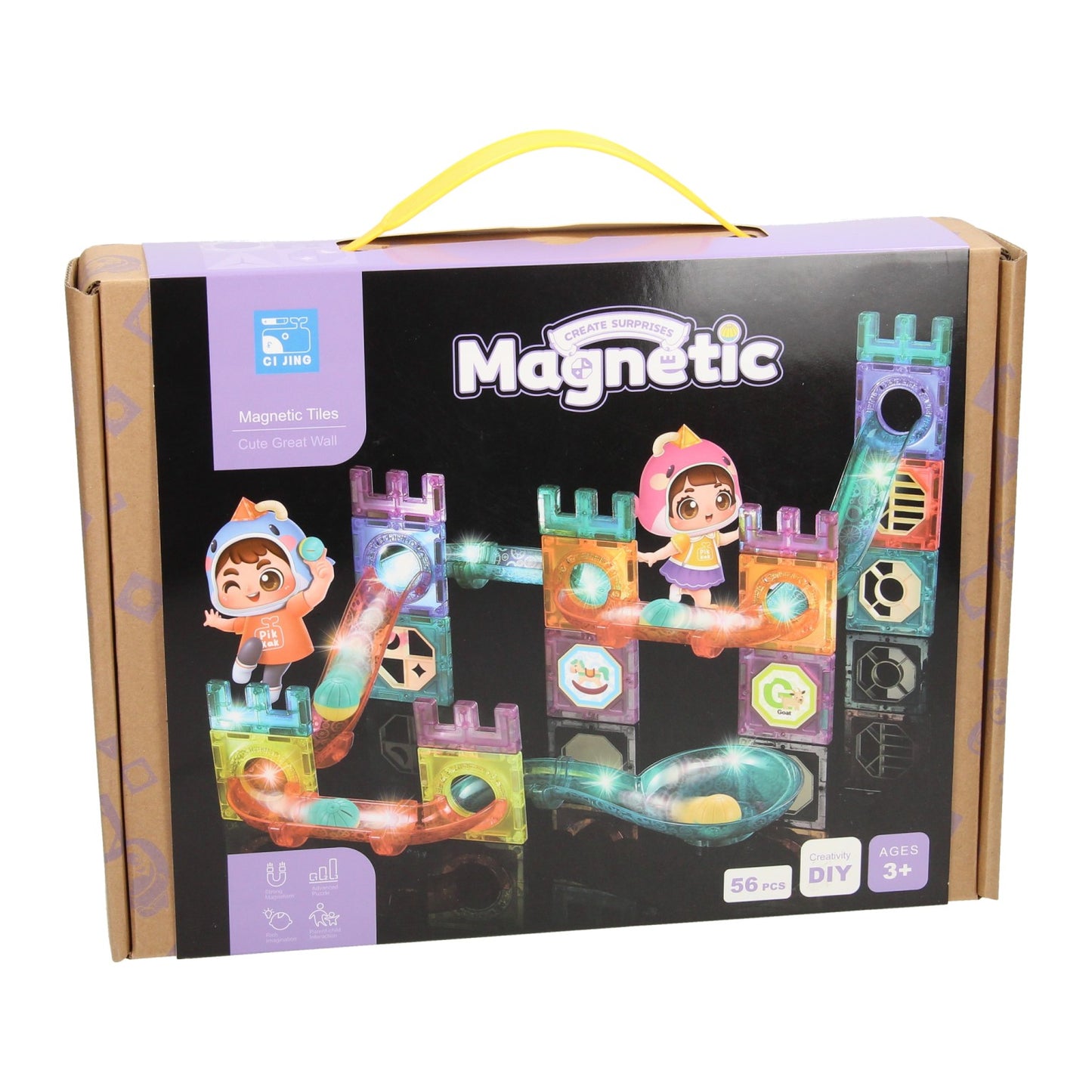 Magnetische Marmorschlosse mit Licht, 56dlg.