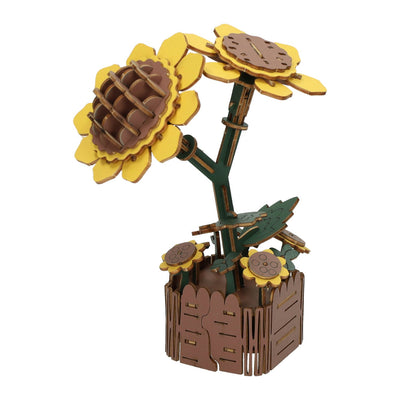 3D-Bausatz Sonnenblumen aus Holz - 121 Teile.