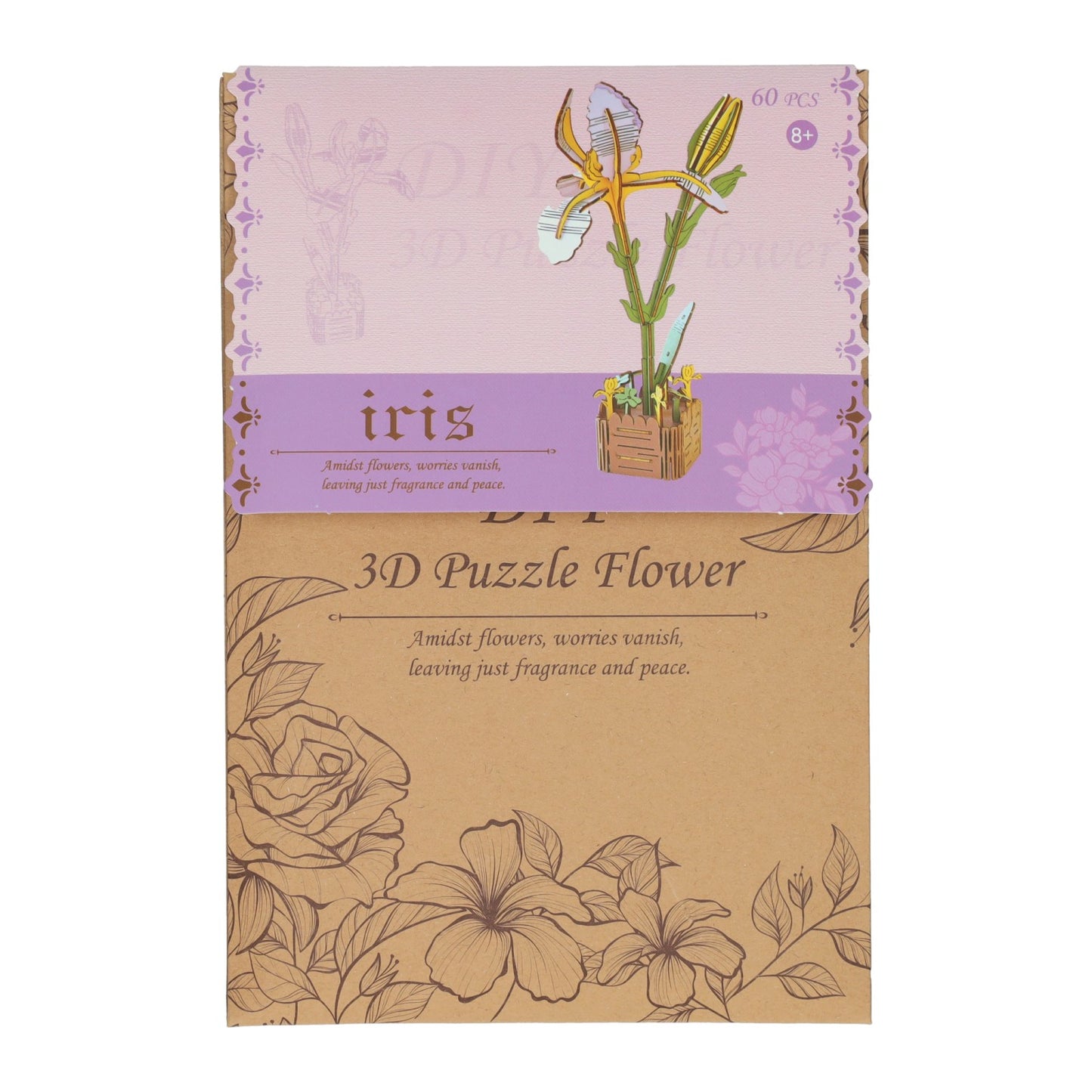 3D-Bausatz Iris aus Holz - 60 Teile.