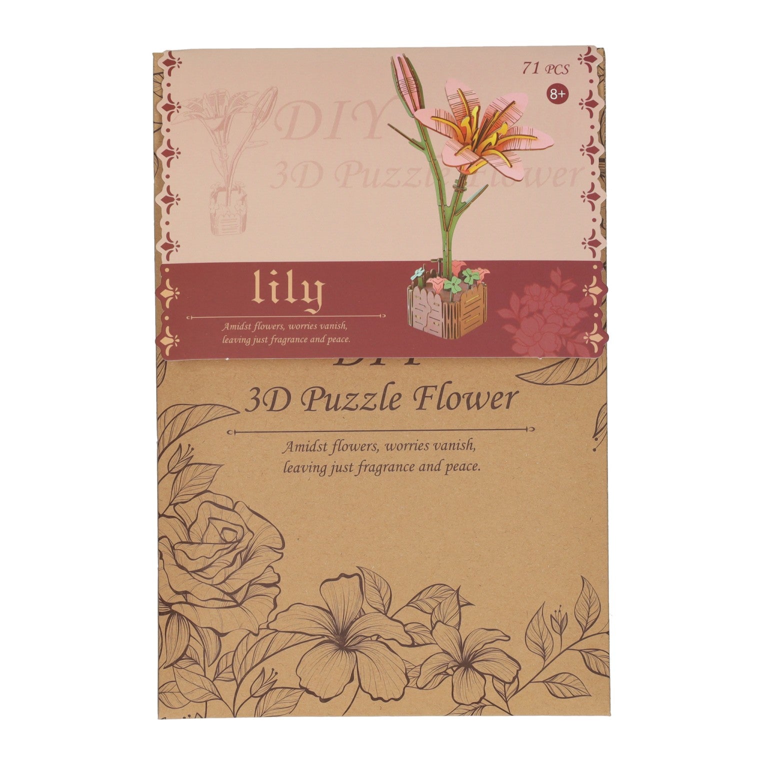 3D-Holzbausatz Lilie – 71 Teile.