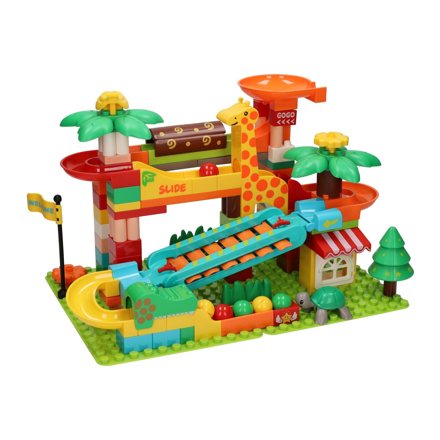 Bausteine ​​Spielkugelbahn Dschungel - 109 Stk.