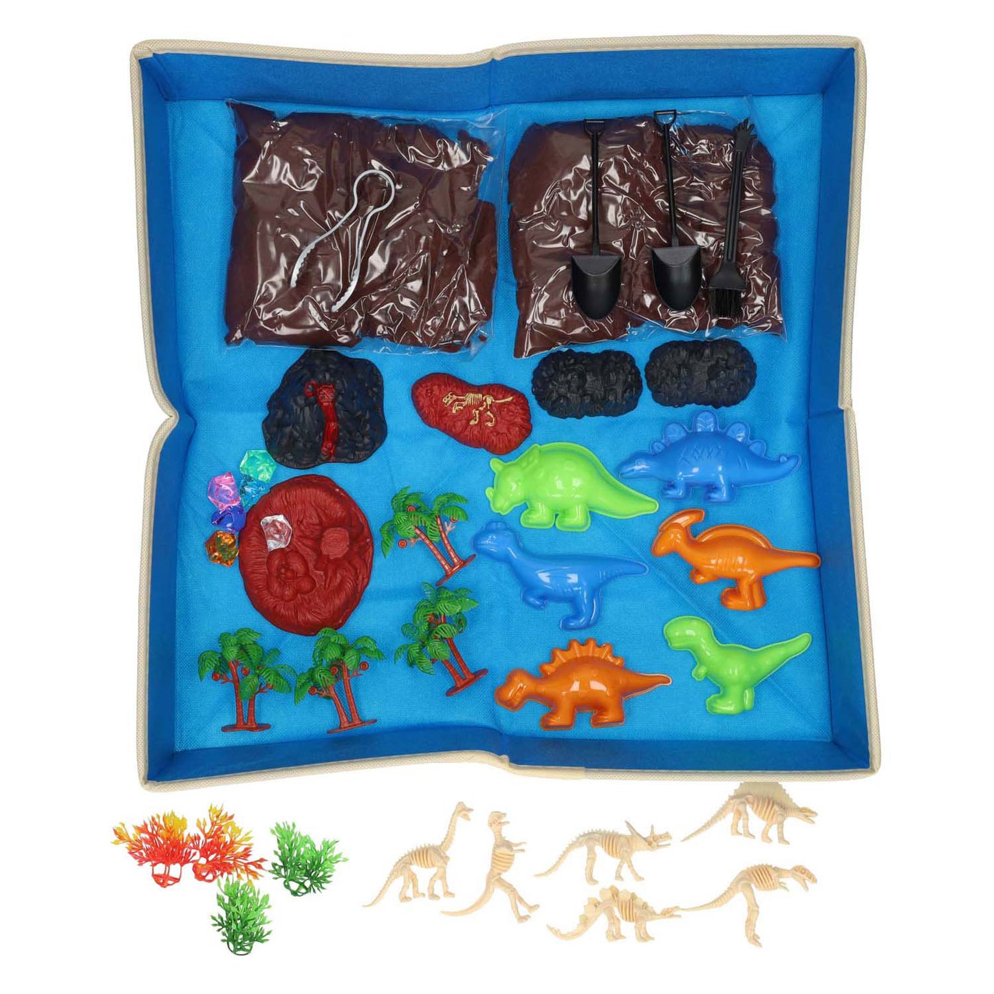 Spielen Sie Sand-Dino-Welt mit Spielmatte