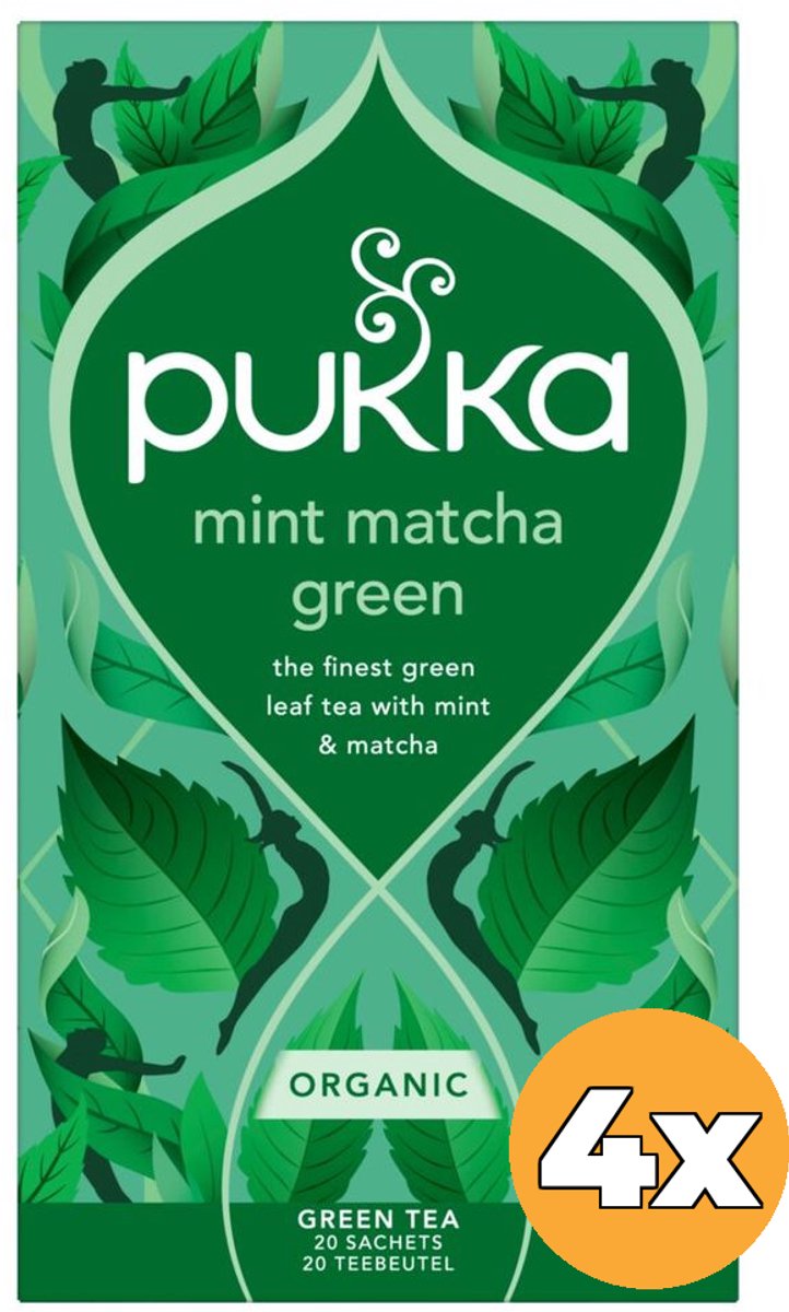 Pukka Tee Minze Matcha Grün – 80 Teebeutel – Bio-Kräutertee – Minze – Grüner Tee – 4 x 20 Beutel – Tee-Vorteilspackung