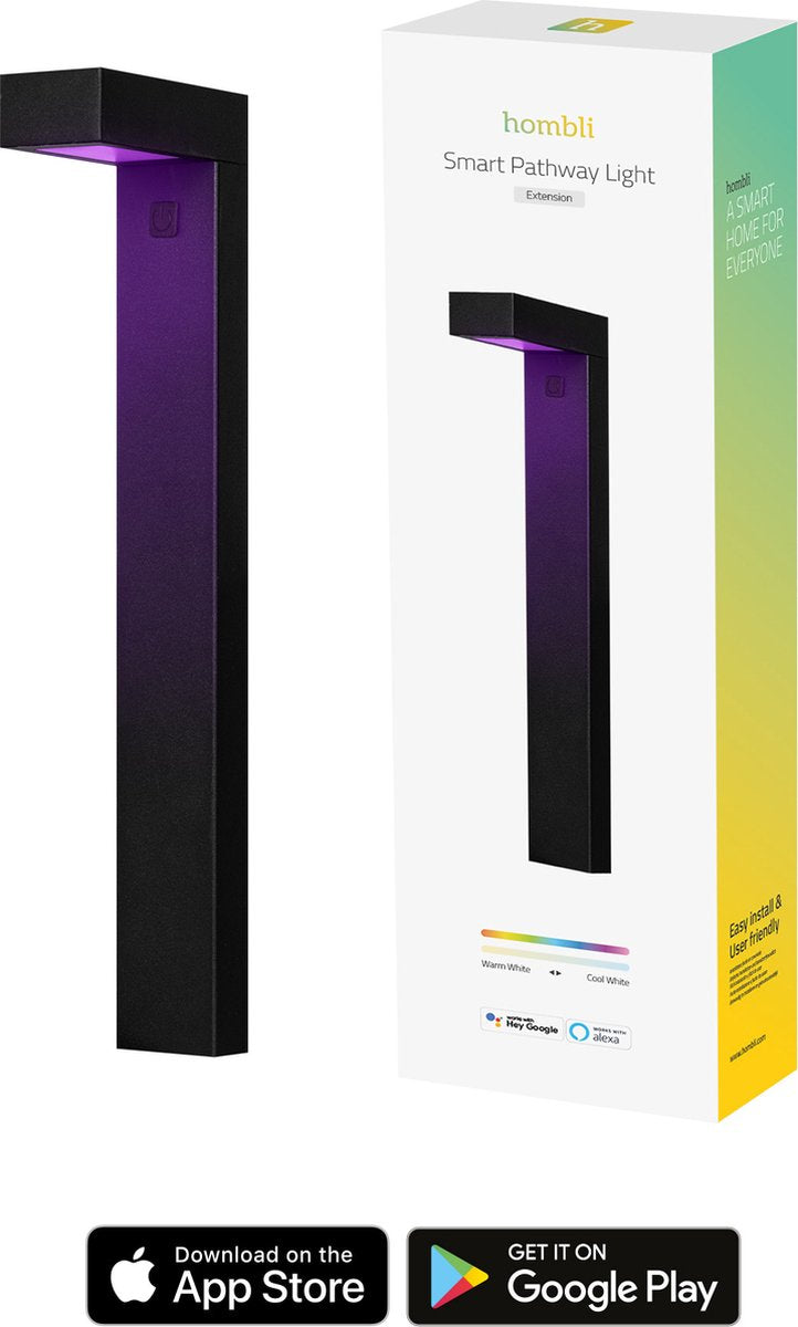 Hombli smarte Sockellampen-Erweiterung – Außenbeleuchtung – weißes und farbiges Licht – Gartenbeleuchtung – Timer-Funktion – 1 Stück – Schwarz