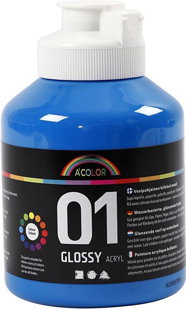 Creativ Company Acrylfarbe glänzend, Primärblau, 500 ml 1 Flasche