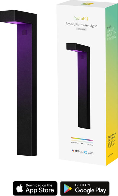 Hombli smarte Sockellampen-Erweiterung – Außenbeleuchtung – weißes und farbiges Licht – Gartenbeleuchtung – Timer-Funktion – 1 Stück – Schwarz