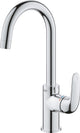 Grohe Quickfix Swift Einhebelmischer mit schwenkbarem Auslauf und Zugstangen-Ablaufgarnitur – L-Größe – energie- und wassersparend – Chrom