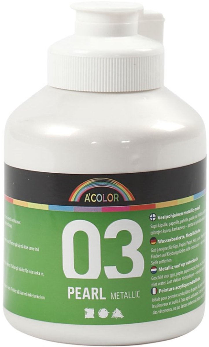 A-Color Acrylfarbe Metallic, Metallic, Weiß, 500 ml 1 Flasche