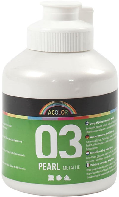 A-Color Acrylfarbe Metallic, Metallic, Weiß, 500 ml 1 Flasche