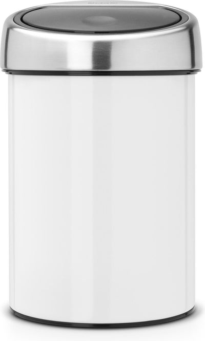 Brabantia Touch Bin Abfalleimer – 3 Liter – Badezimmer – weißer, glänzender Stahldeckel