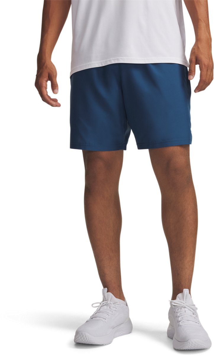 Under Armour Herren-Sporthose „UA Tech Woven Wordmark Short-Blu“ – Wham Blue – Weiß