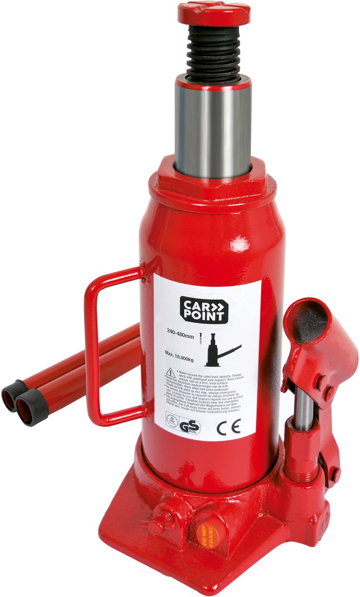 Flaschenheber von Carpoint – maximale Belastung bis 10.000 kg – hydraulisch – zum Anheben eines Autos, Wohnmobils oder Wohnwagens – minimale Höhe 240 mm – maximale Höhe 480 mm